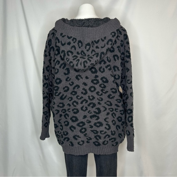 Sweet Lovely by Jenn, Chunky Leopard Knit Button Down Hooded Cardigan, S/M - Picture 5 of 11